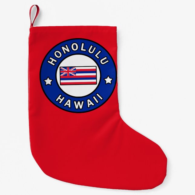 Honolulu Hawaii Small Christmas Stocking (Front)