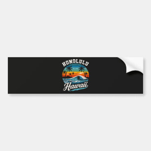 Honolulu Hawaii Surf Sunset Bumper Sticker
