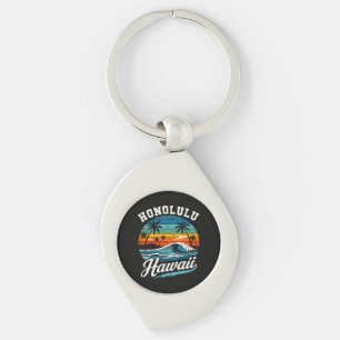 Honolulu Hawaii Surf Sunset Key Ring