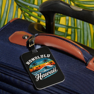 Honolulu Hawaii Surf Sunset Luggage Tag