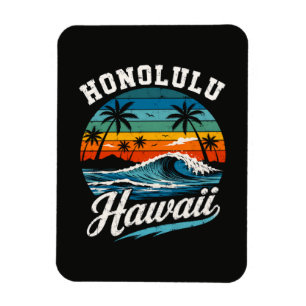 Honolulu Hawaii Surf Sunset Magnet