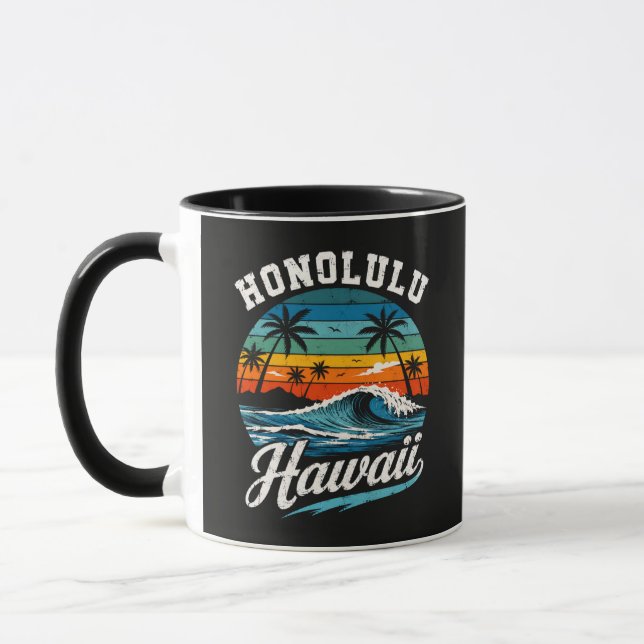 Honolulu Hawaii Surf Sunset Mug (Left)