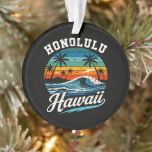Honolulu Hawaii Surf Sunset Ornament