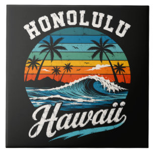 Honolulu Hawaii Surf Sunset Tile