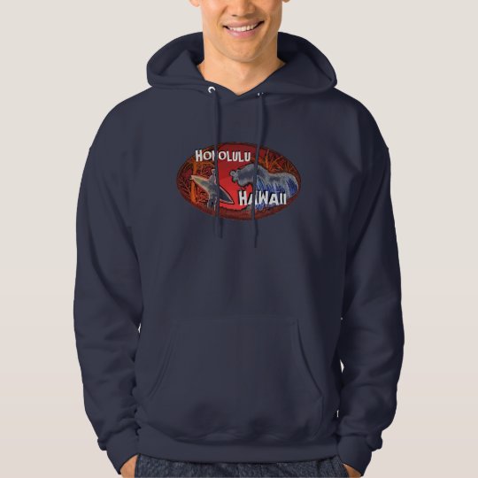 Honolulu Hawaii surfer waves art navy guys hoodie