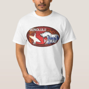 Honolulu Hawaii surfer waves art value tee