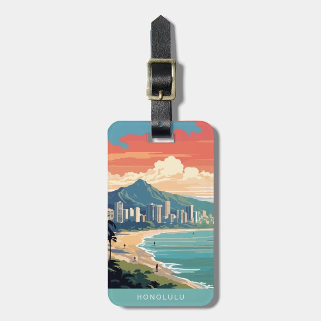 Honolulu Hawaii Travel Luggage Tags (Front Vertical)