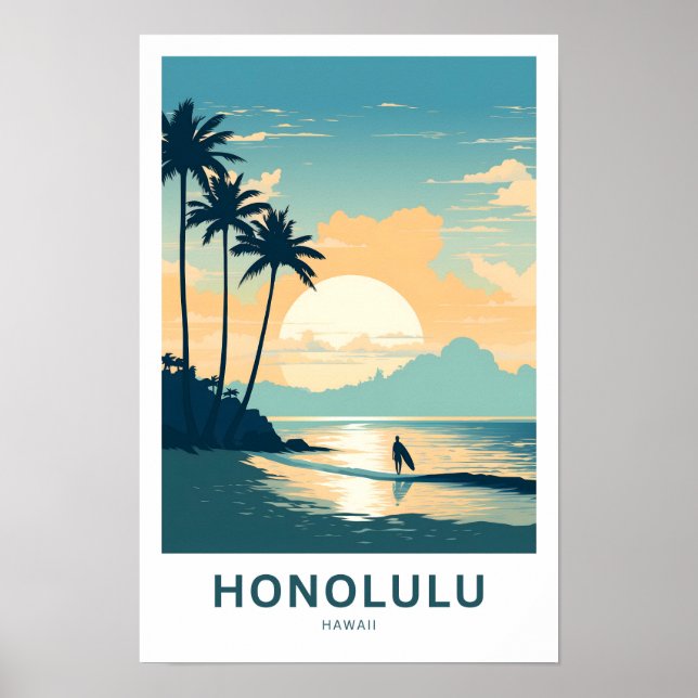 Honolulu Hawaii Travel Print (Front)