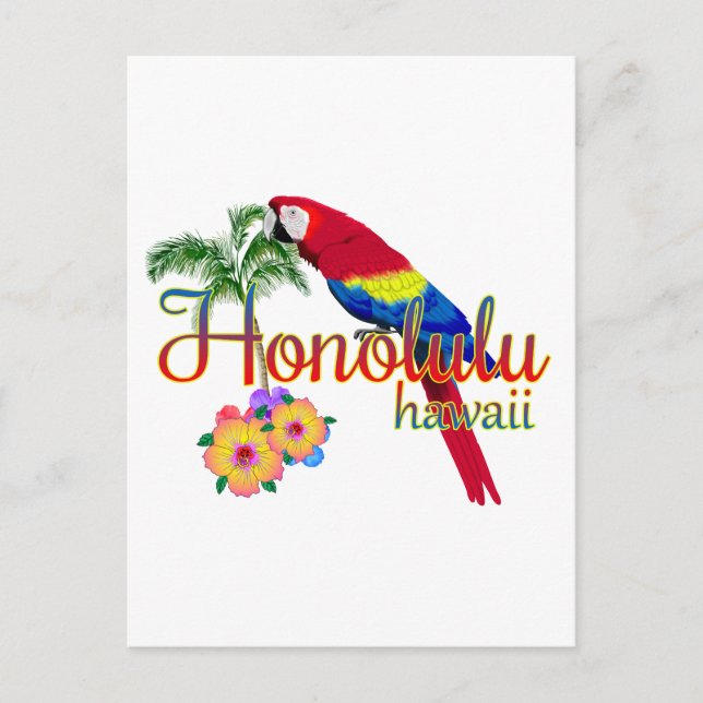 Honolulu Hawaii Tropical Parrot Postcard (Front)
