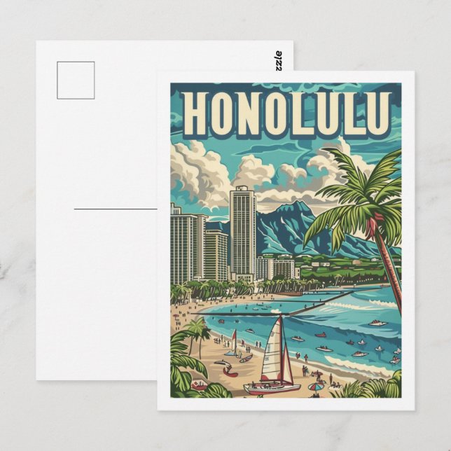 Honolulu Hawaii USA Vintage Travel Place Postcard (Front/Back)