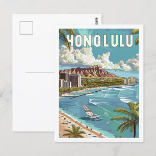 Honolulu Hawaii USA Vintage Travel Place Postcard