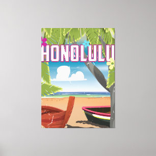 Honolulu, Hawaii,USA vintage travel poster. Canvas Print