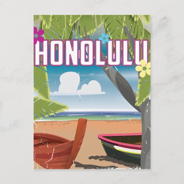 Honolulu, Hawaii,USA vintage travel poster. Postcard (Front)