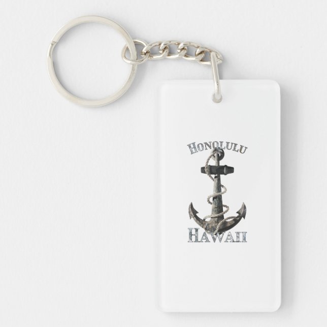 Honolulu Hawaii Vacation Nautical Anchor Sailing Key Ring (Front)
