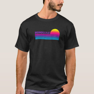 Honolulu Hawaii Vacation Travel Retro Sunset 80's T-Shirt