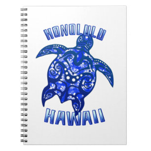 Honolulu Hawaii Vacation Tribal Turtle Notebook