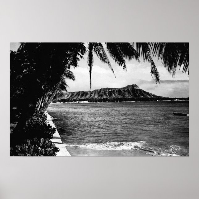 Honolulu, Hawaii - View of Diamond Head Poster (Front)