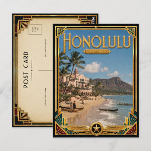 Honolulu Hawaii Vintage Art Deco Golden Age Postcard