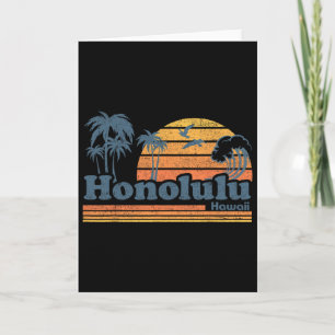 Honolulu Hawaii Vintage Beach Surfing 70s Retro Ha Card