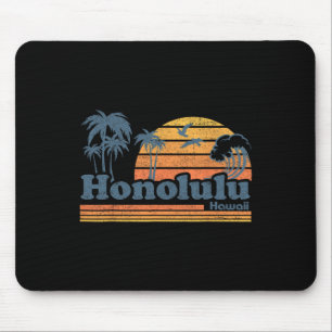 Honolulu Hawaii Vintage Beach Surfing 70s Retro Ha Mouse Mat