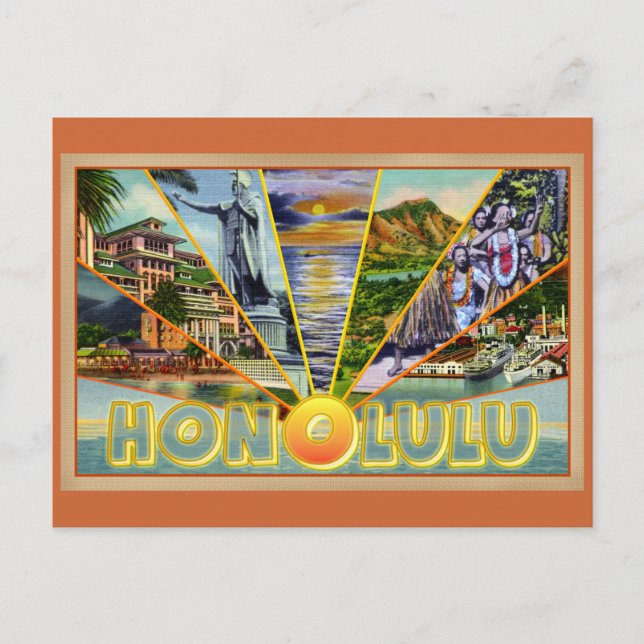 Honolulu Hawaii vintage postcard (Front)