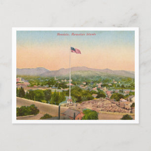 Honolulu Hawaii Vintage Scene of the City Postcard