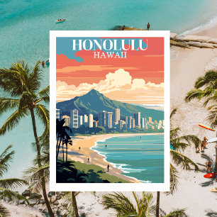 Honolulu, Hawaii: Vintage Travel Postcard