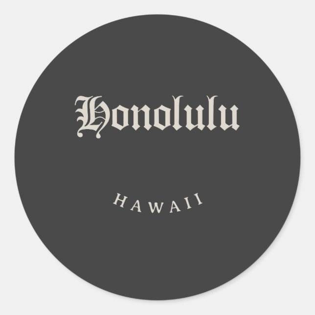 Honolulu Hawaii White Font Classic Round Sticker (Front)