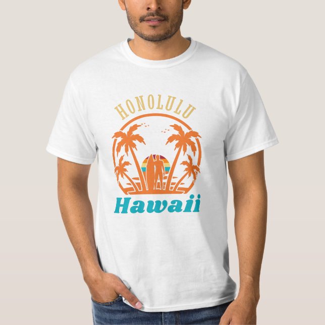 Honolulu Hawaiian Vacation Surf Gift T-Shirt (Front)