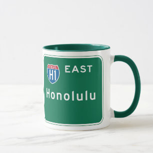 Honolulu, HI Road Sign Mug