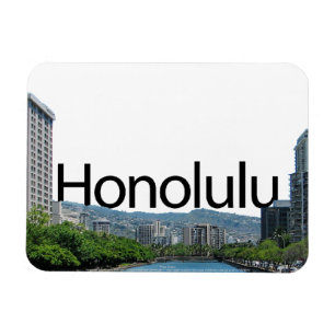 Honolulu HI Skyline with Honolulu in the Sky Magnet