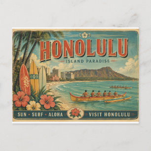 Honolulu Island Paradise Poster Holiday Postcard