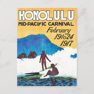Honolulu, Mid-Pacific carnival, vintage travel Postcard