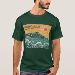 Honolulu Oahu Diamond Head Retro Mid-Century Style T-Shirt