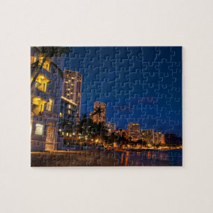 Honolulu, Oahu, Hawaii. Night exposure of Jigsaw Puzzle