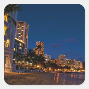 Honolulu, Oahu, Hawaii. Night exposure of Square Sticker