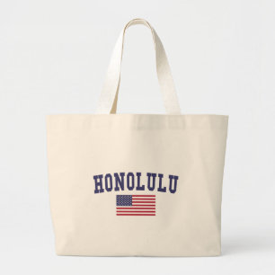 Honolulu US Flag Large Tote Bag