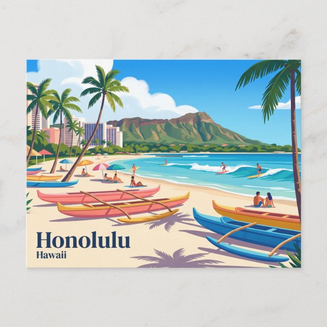 Honolulu USA Postcard (Front)