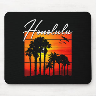 Honolulu Vacation Souvenir Hawaii Summer Sunset Pa Mouse Mat