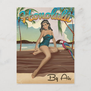 Honolulu vintage retro Travel print Postcard
