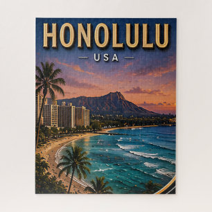 Honolulu Waikiki Beach Tropical Paradise Jigsaw Puzzle