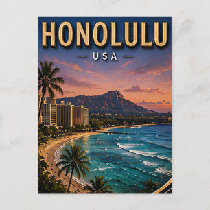 Honolulu Waikiki Beach Tropical Paradise Postcard
