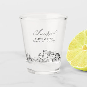 Honolulu Wedding Favour Personalised Cheers Shot Glass