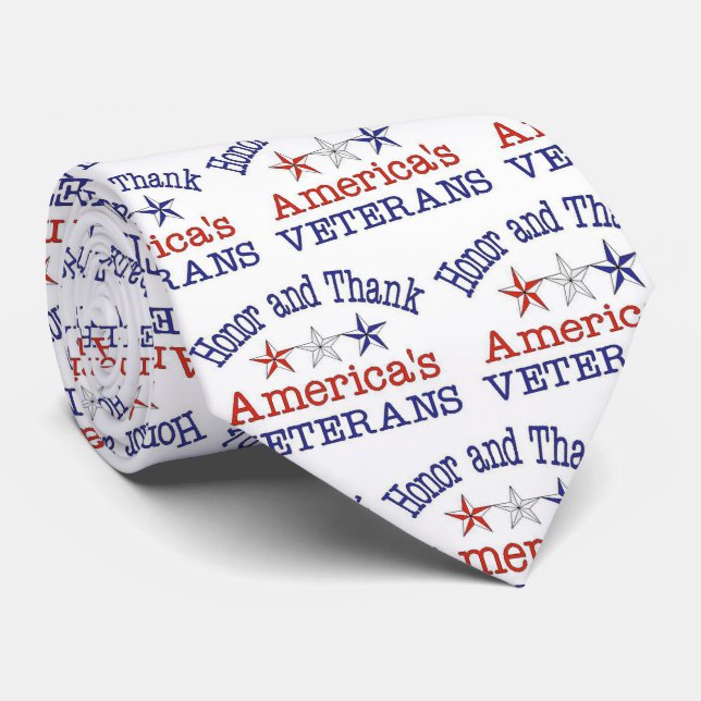 Honor and Thank American Veterans Neck Tie (Rolled)