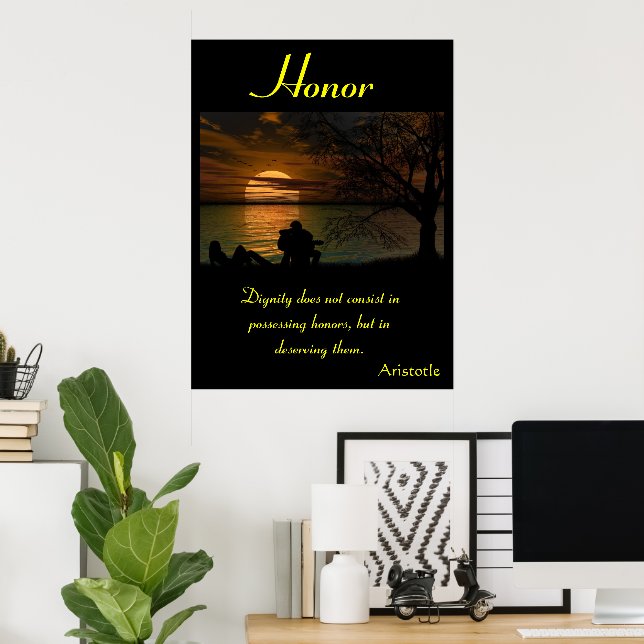 Honor Emerges Beneath Vibrant Seascape Sunset Poster (Home Office)