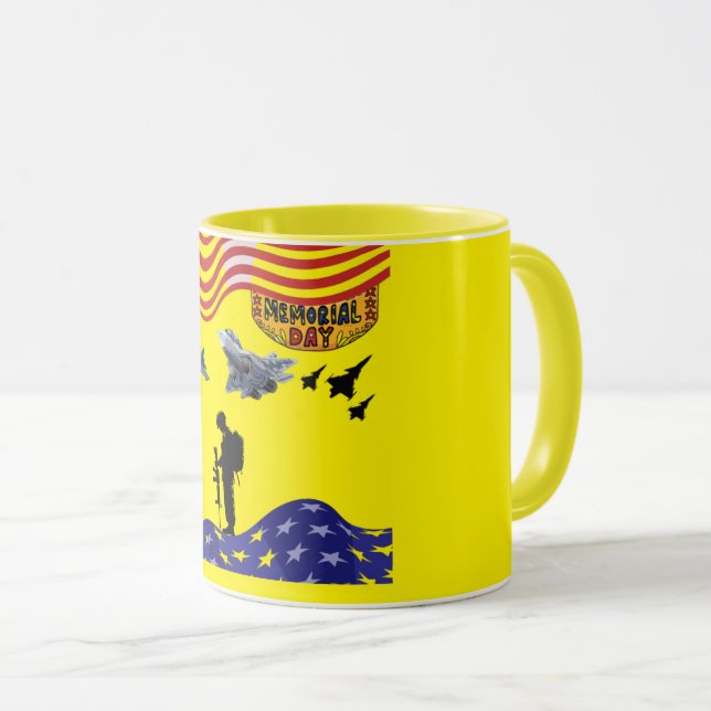 Honor on memorial day yellow mug (Front Right)