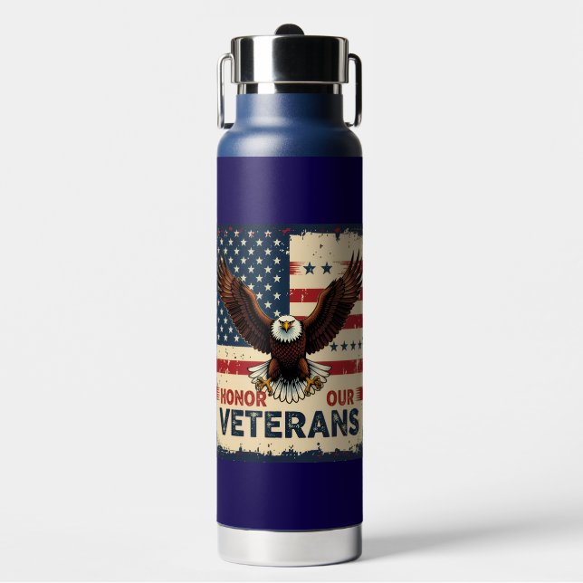 Honor Our Veterans Stainless Steel Water Bottle (Front)
