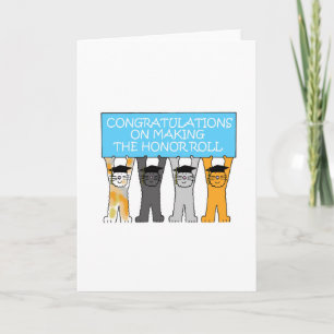 Honor Roll Congratulations Cartoon Cats Card