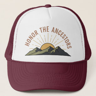 Honor the Ancestors Minimalist Mountain and Sun Trucker Hat