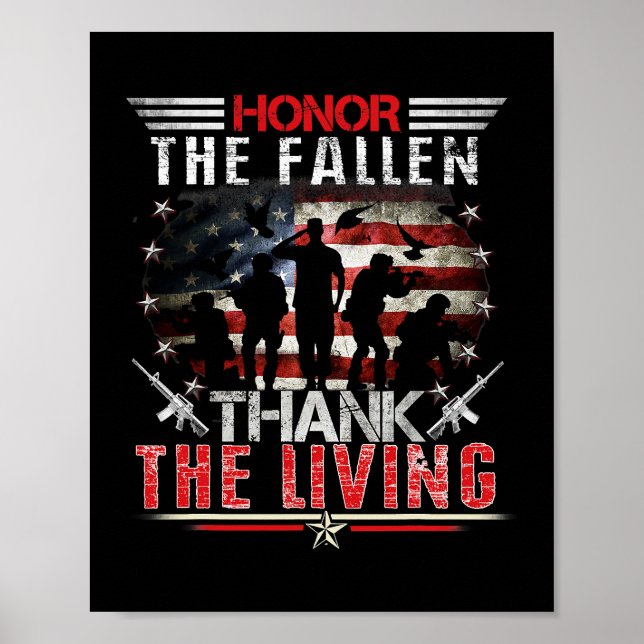 Honor the Fallen Veteran Themed Military Support M Poster (Front)